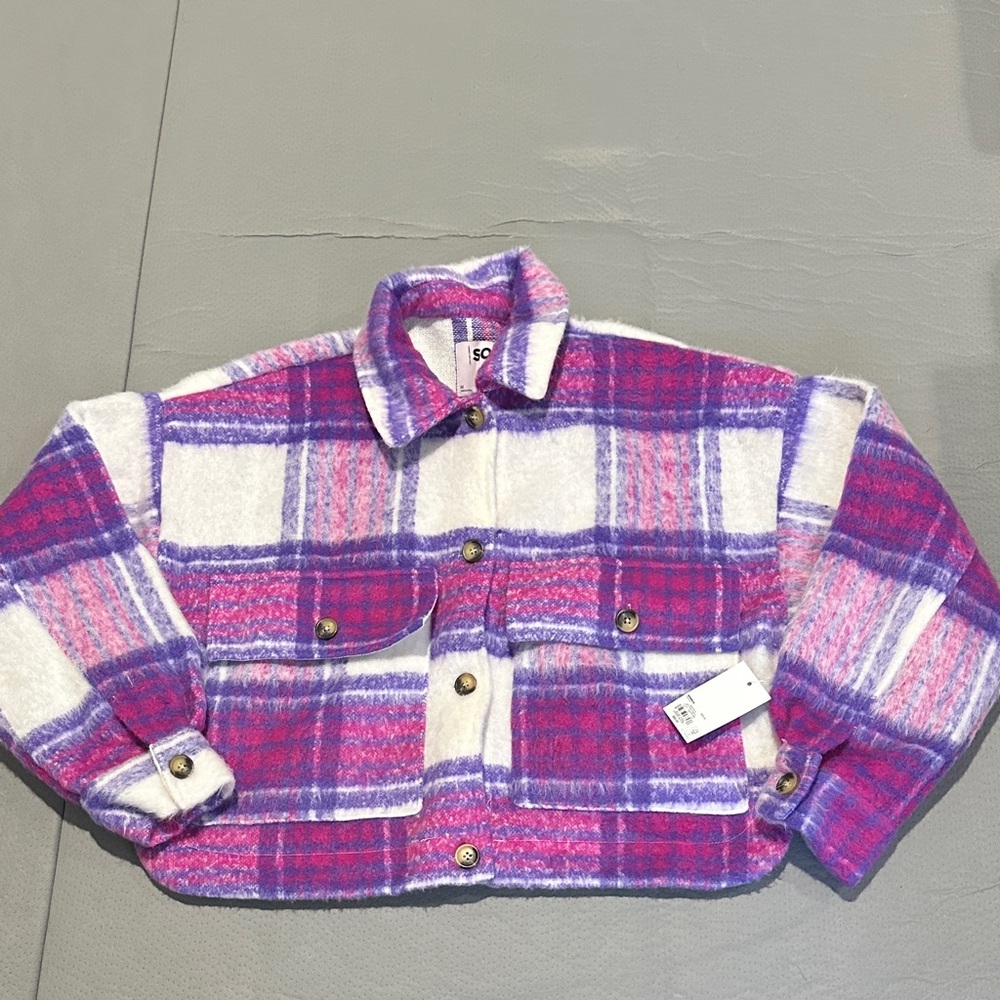 SO Purple and Pink Plaid Jacket